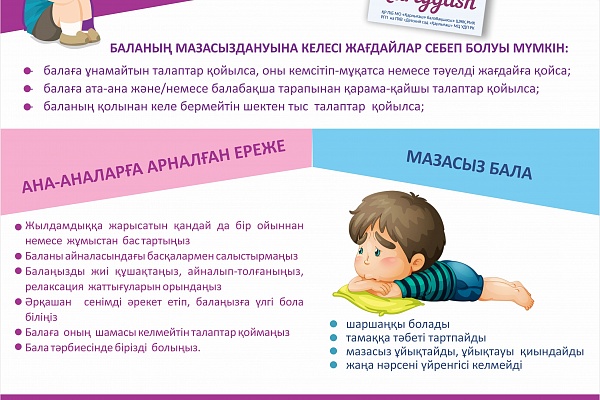 "Баланың мазасыздық күйінің себептер" ата-аналарға кеңес