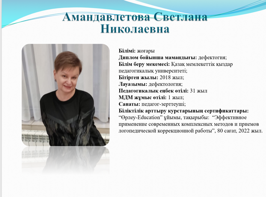 Амандавлетова Светлана Николаевна