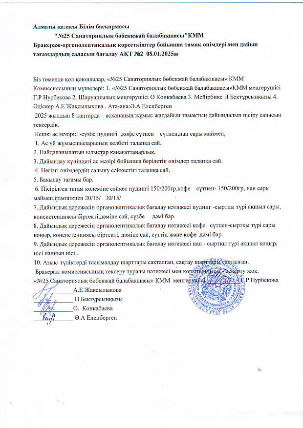Бракераж-тамақ өнімдері мен дайын тағамдардың саласын бағалау. АКТ