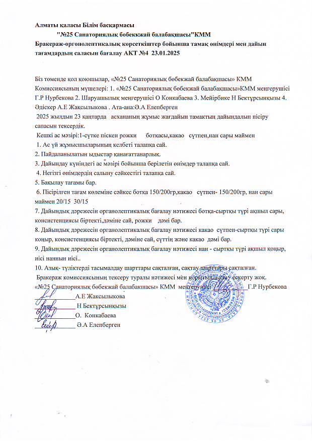 Бракераж- тамақ өнімдері мен дайын тағамдардың саласын бағалау АКТ