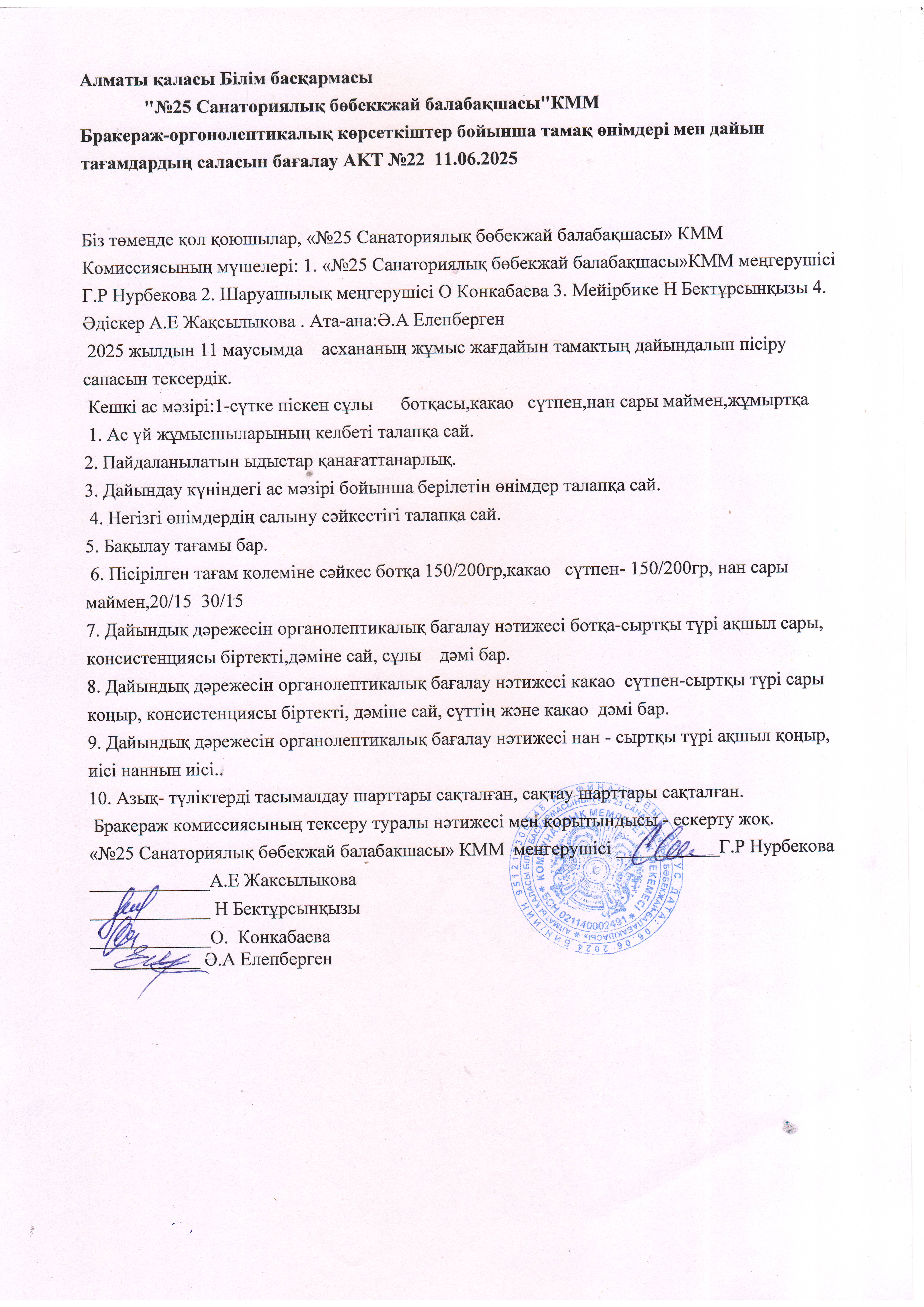 Бракераж АКТ