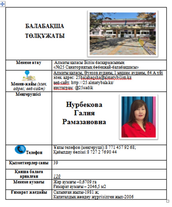 Балабақша паспорты